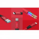 Wholesale Type C 3A Fast Charge Metal Nylon Woven Aluminum USB Cable 3ft (Red)